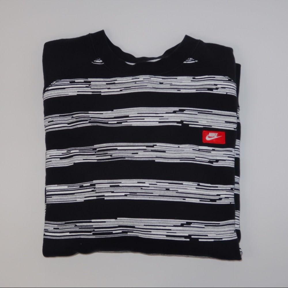 Black & White Striped Nike Crewneck